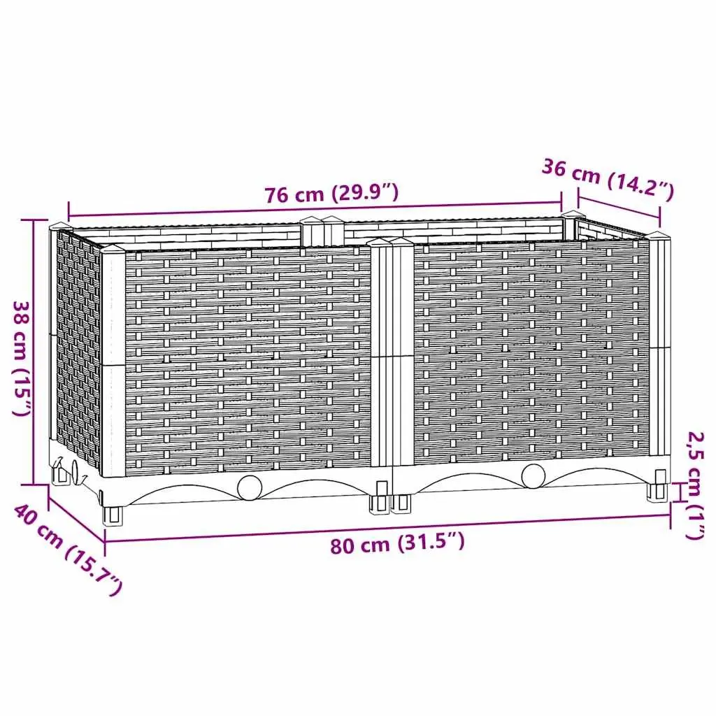 Raised Garden Bed Planter Sturdy Polypropylene 80x40x38cm Grey