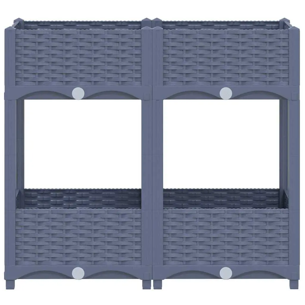 Raised Garden Bed Planter with 2 Shelves Grey 80L x 40W x 71H cm Outdoor Patio Balcony Gardening