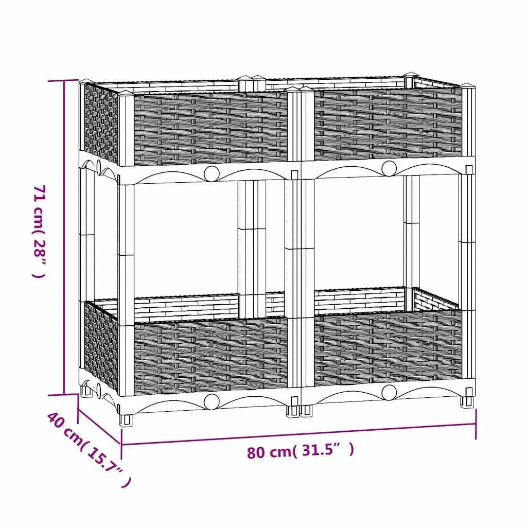 Raised Garden Bed Planter with 2 Shelves Grey 80L x 40W x 71H cm Outdoor Patio Balcony Gardening