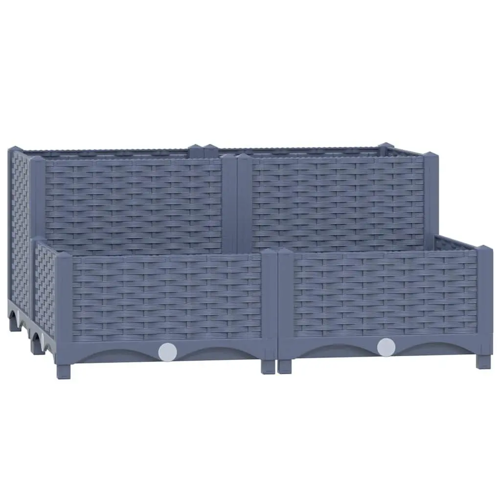 Polypropylene Raised Garden Bed Planter Outdoor Grey 80x80x38cm