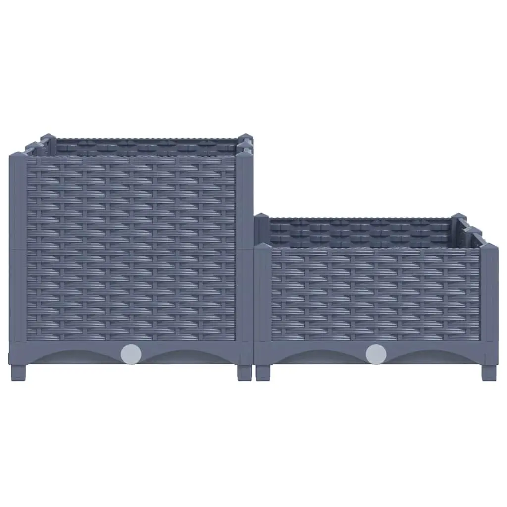Polypropylene Raised Garden Bed Planter Outdoor Grey 80x80x38cm