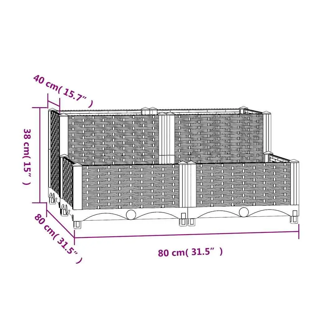 Polypropylene Raised Garden Bed Planter Outdoor Grey 80x80x38cm