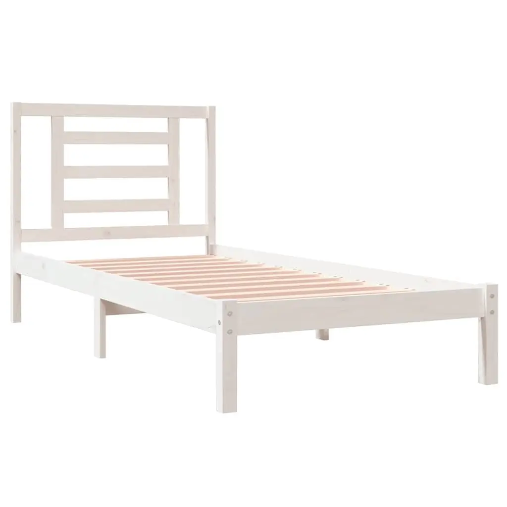 Bed Frame Modern White Solid Pine Wood 90x190 cm