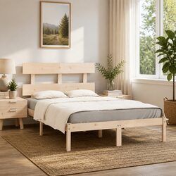 Your King Bed Frame Awaits - Solid Pine Wood Design