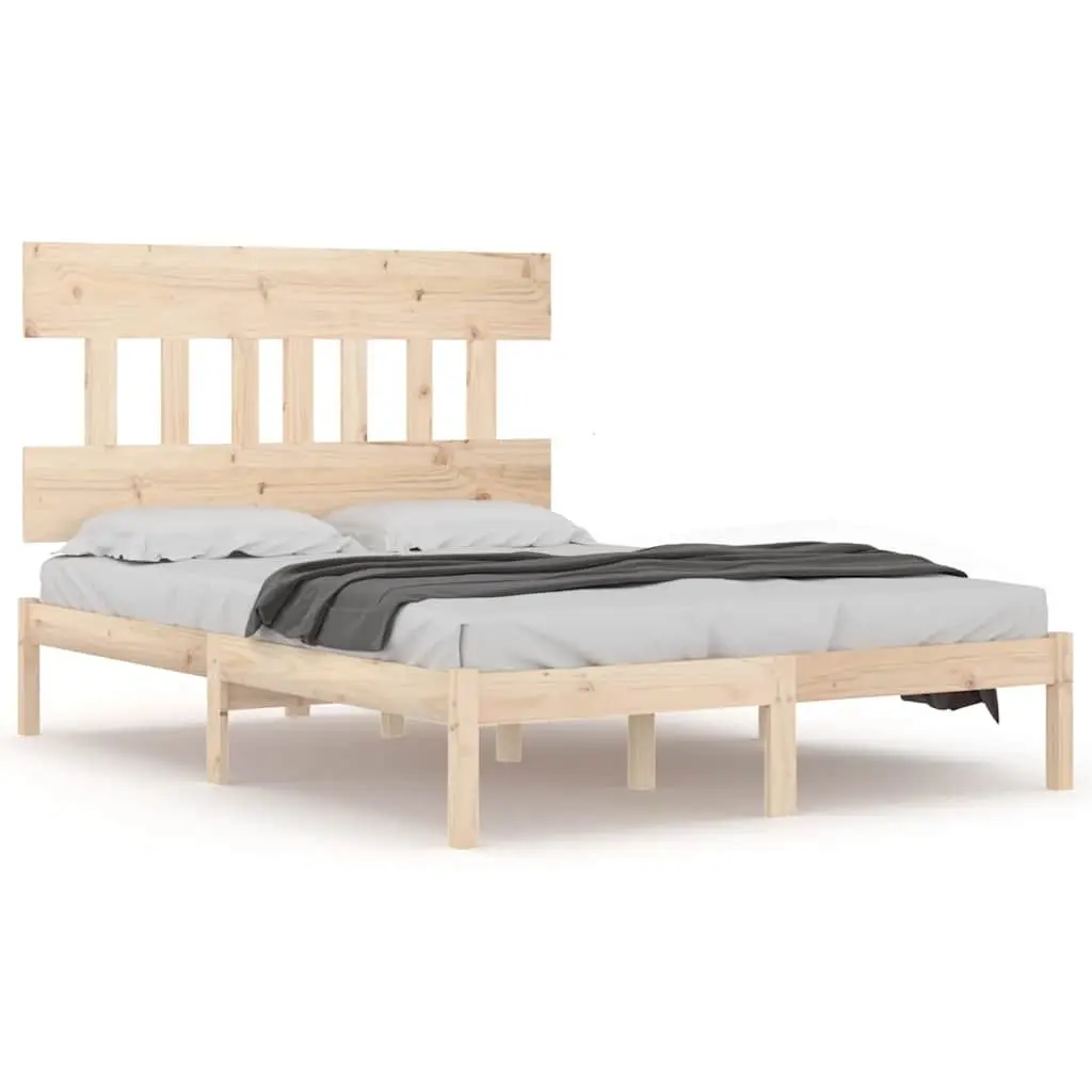 King Bed Frame Solid Pine Wood Brown 183x203cm