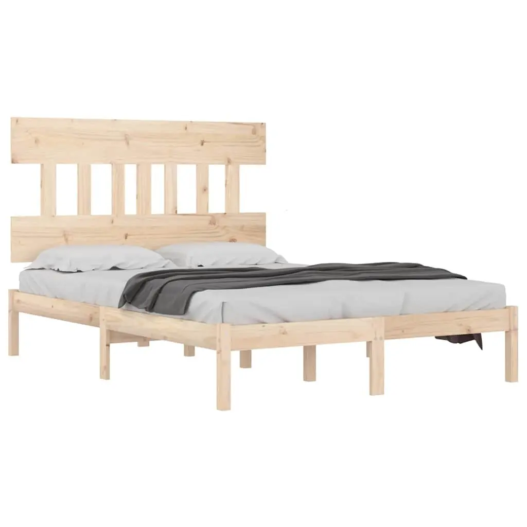 King Bed Frame Solid Pine Wood Brown 183x203cm