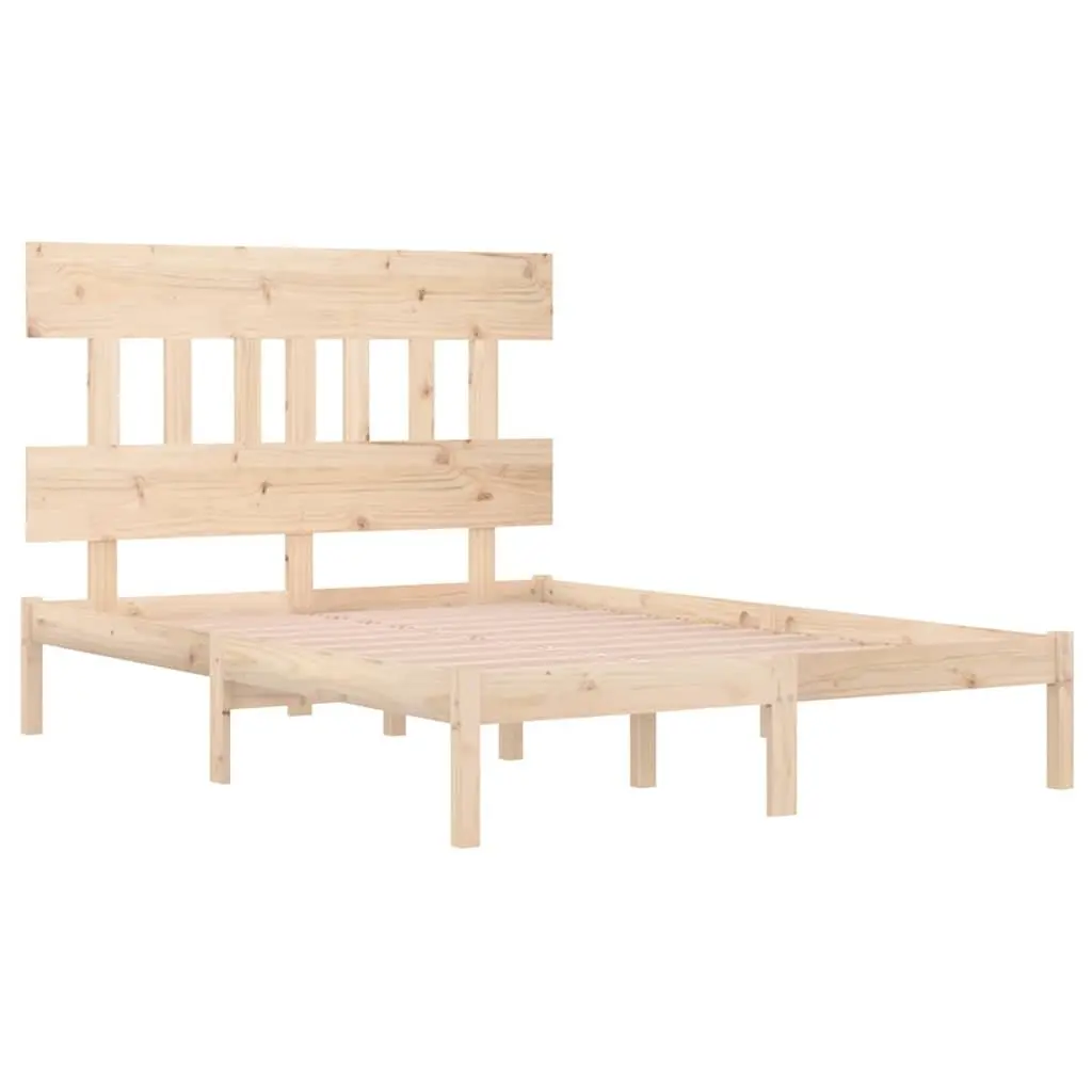 King Bed Frame Solid Pine Wood Brown 183x203cm