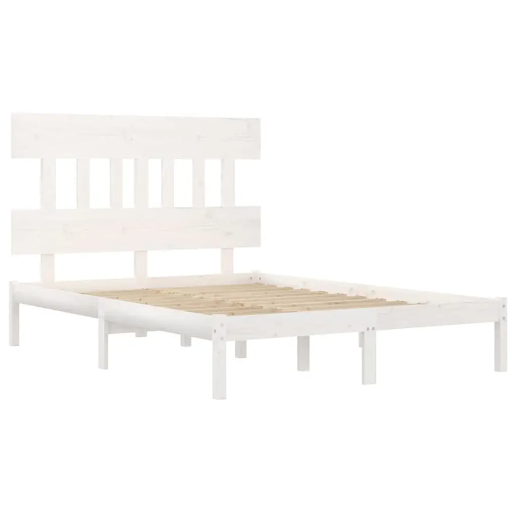 King Bed Frame Solid Pine Wood White 183x203 cm