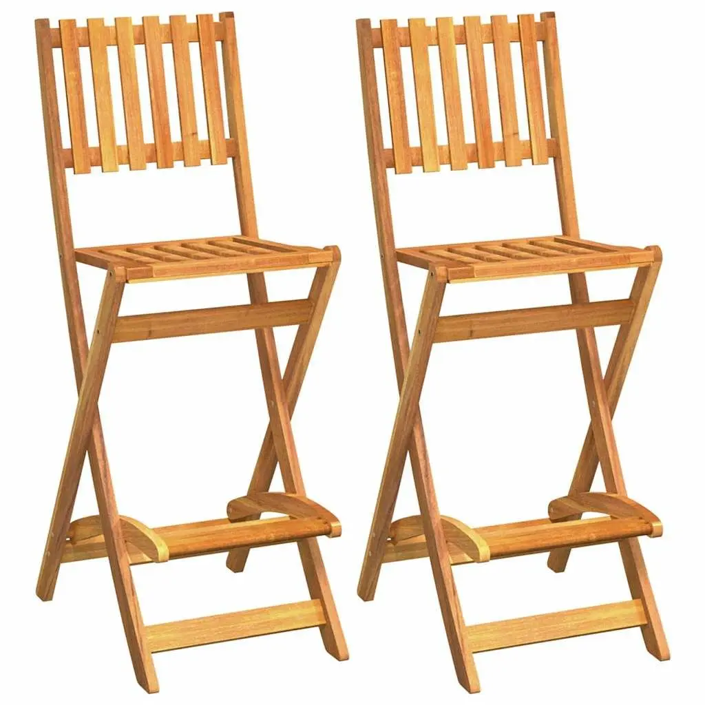 Outdoor Bar Set 3 Piece Brown Solid Acacia Wood Patio Garden Furniture Foldable