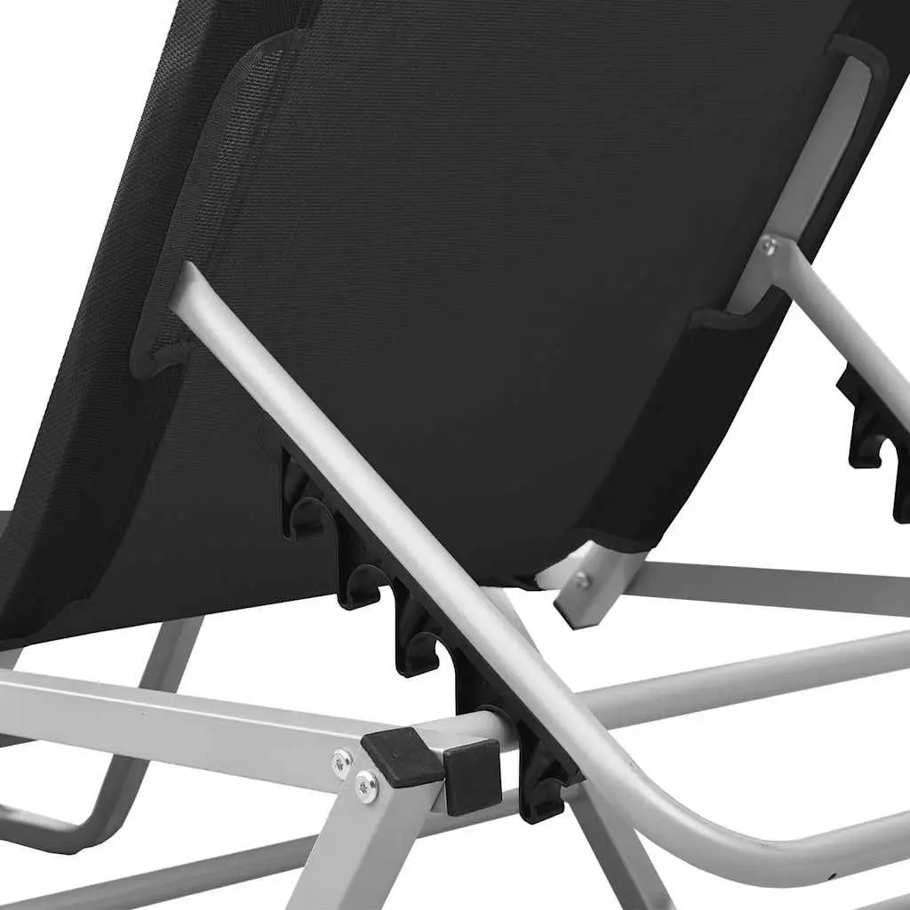 Sun Lounger Adjustable Reclining Chair Black Aluminium Textilene