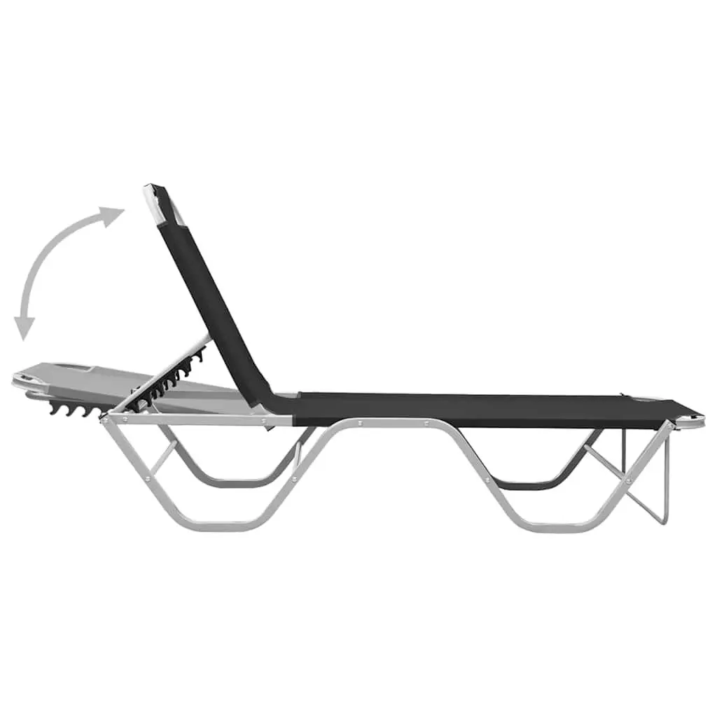 Sun Lounger Adjustable Reclining Chair Black Aluminium Textilene