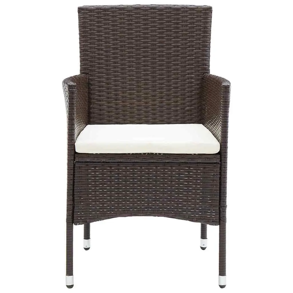 Outdoor Dining Chairs Set 2 pcs Weather-Resistant PE Rattan Brown