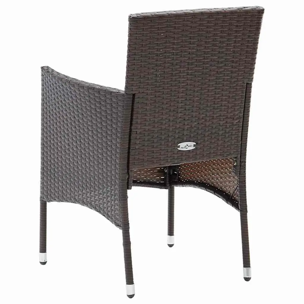 Outdoor Dining Chairs Set 2 pcs Weather-Resistant PE Rattan Brown