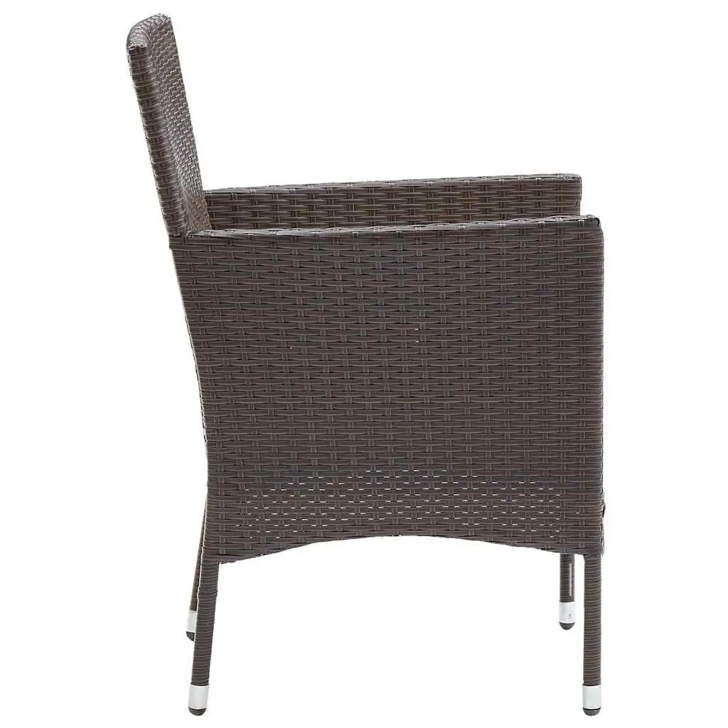 Outdoor Dining Chairs Set 2 pcs Weather-Resistant PE Rattan Brown