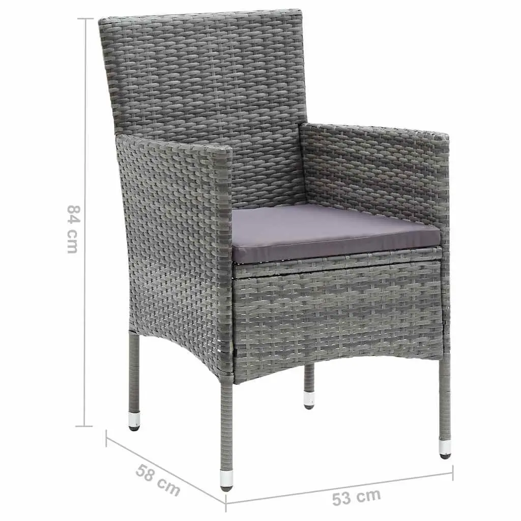 Outdoor Dining Chairs Set 4 pcs Grey Garden Seating Rattan Armchair with Cushion