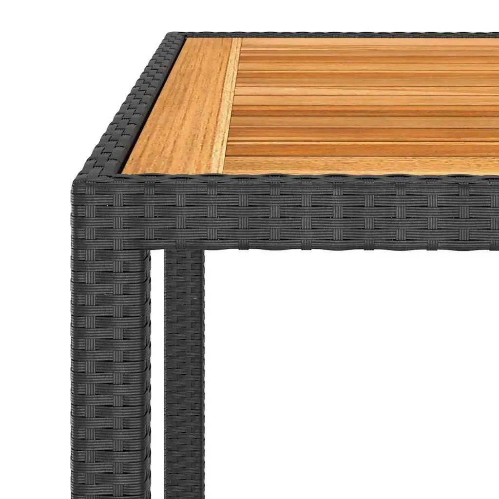 Outdoor Garden Table Black Poly Rattan 90x90x75cm