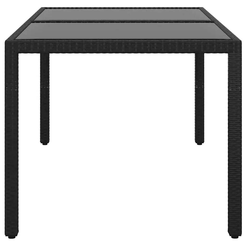 Garden Dining Table Tempered Glass Poly Rattan 150x90cm