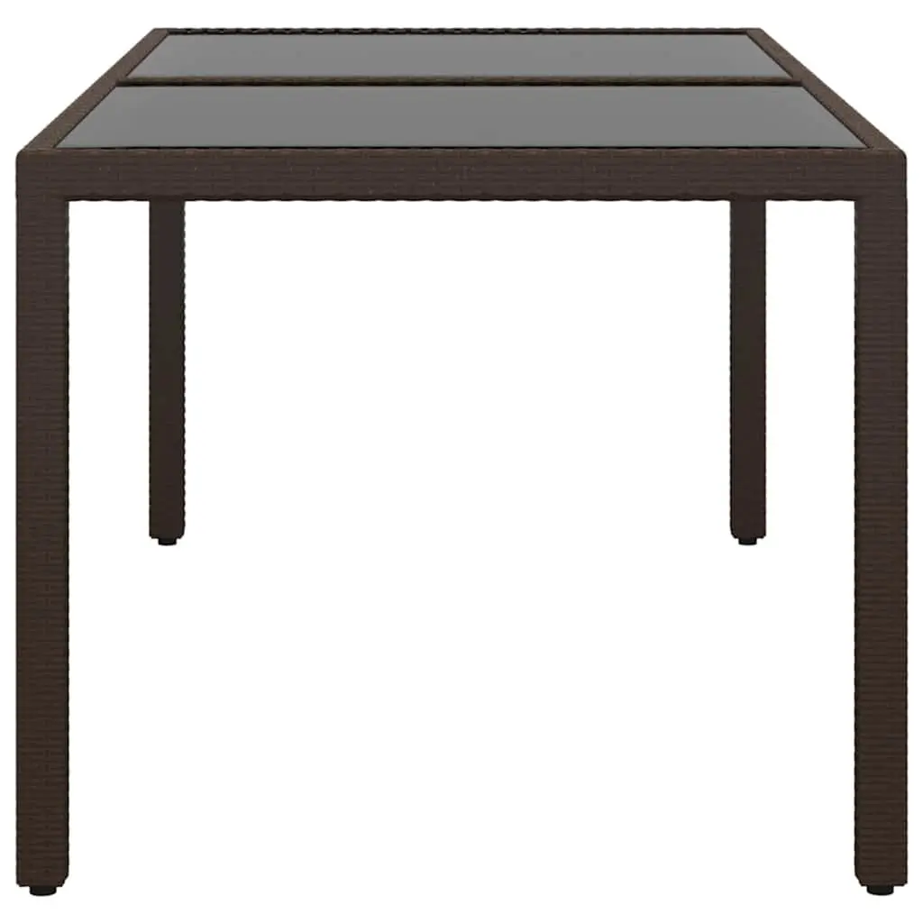 Garden Table Tempered Glass Poly Rattan 150x90x75cm