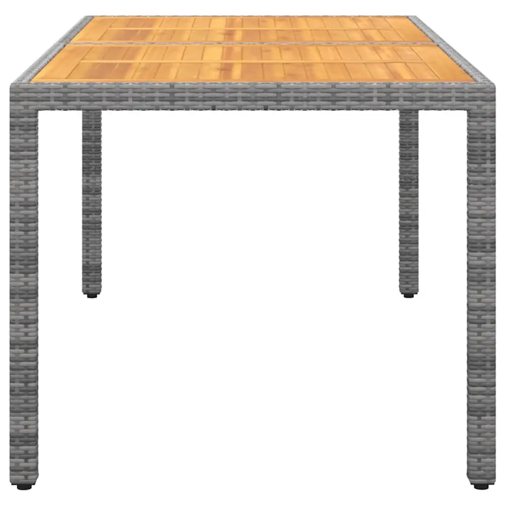 Garden Table Acacia Wood Poly Rattan Grey 150x90x75cm Outdoor Furniture