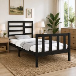 Friendly Black Solid Wood Bed Frame for Your Bedroom
