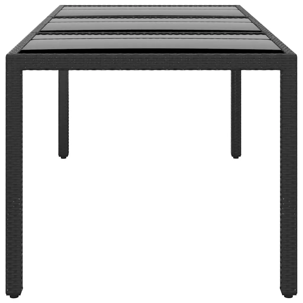 Garden Table Tempered Glass Top Poly Rattan 190x90x75cm Outdoor Furniture
