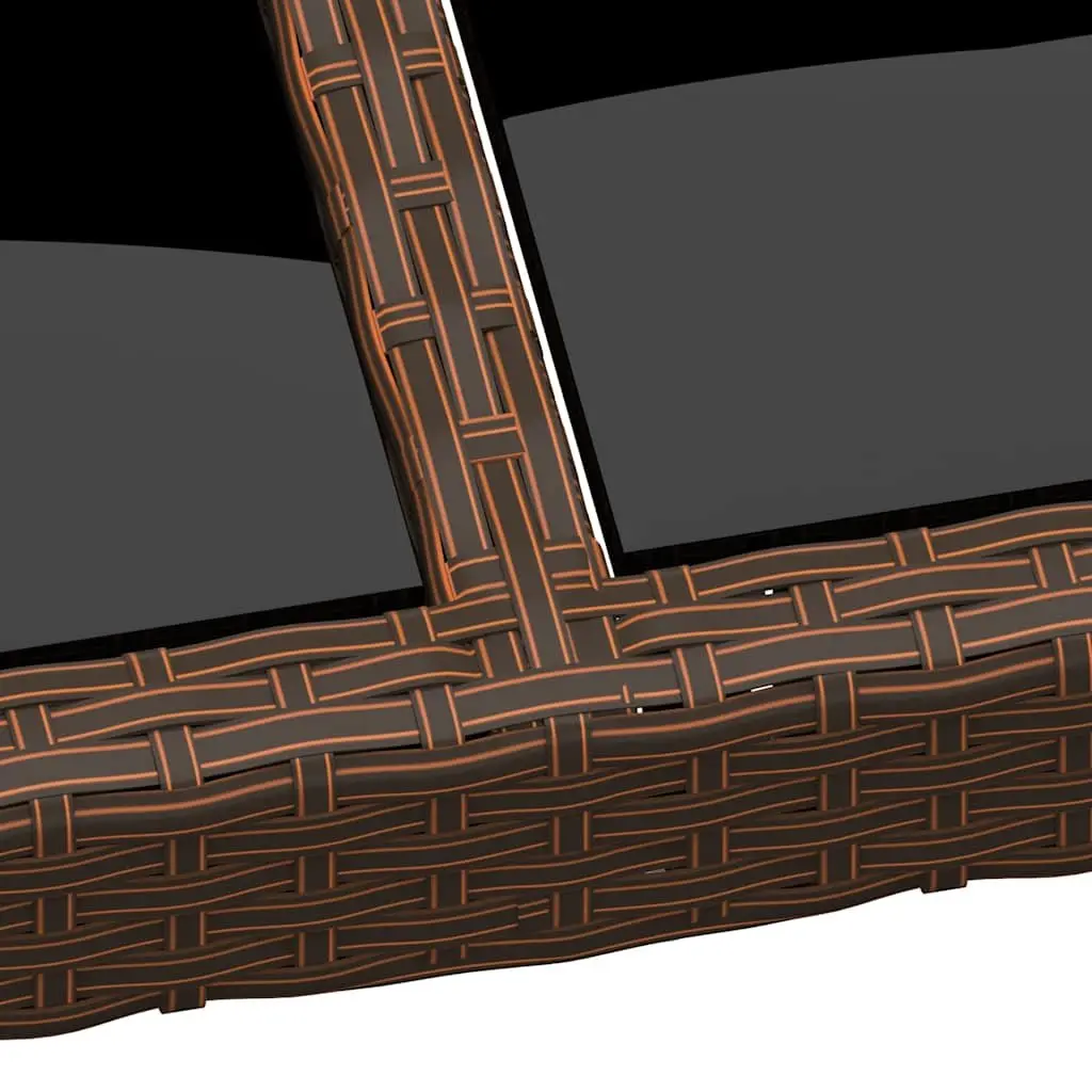 Garden Table 190x90x75cm Poly Rattan Brown Outdoor Patio Dining Tempered Glass