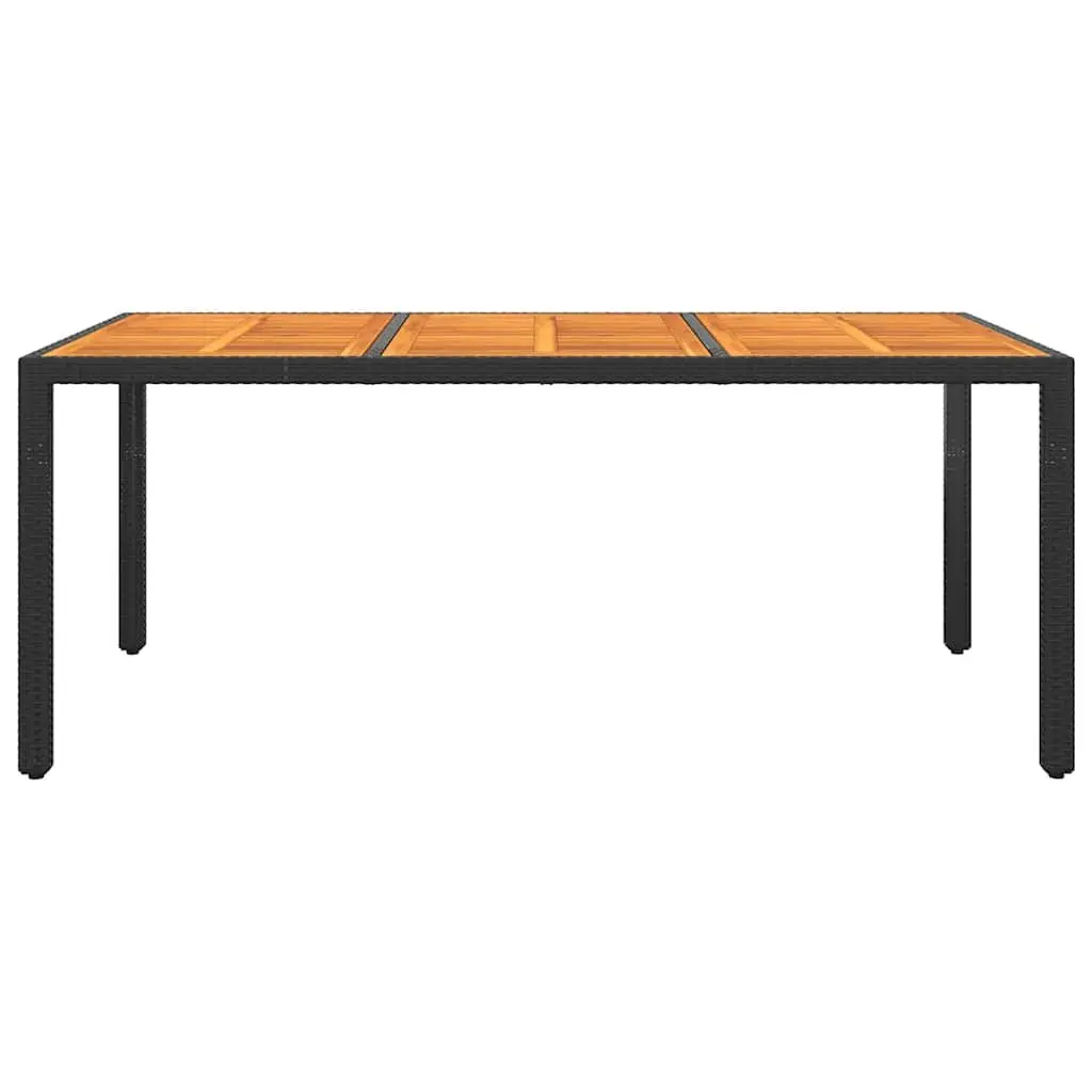 Garden Dining Table Acacia Wood Steel Frame Poly Rattan 190x90cm