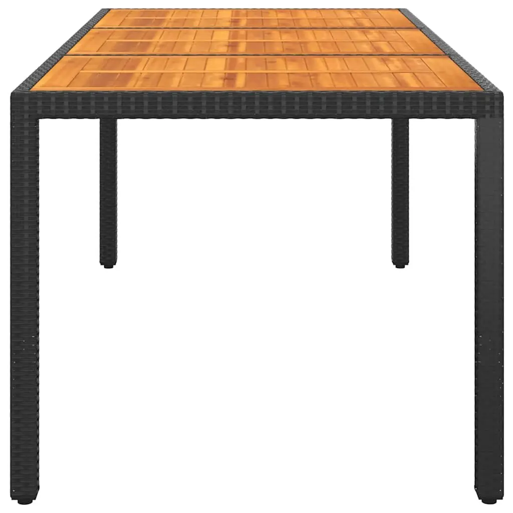 Garden Dining Table Acacia Wood Steel Frame Poly Rattan 190x90cm