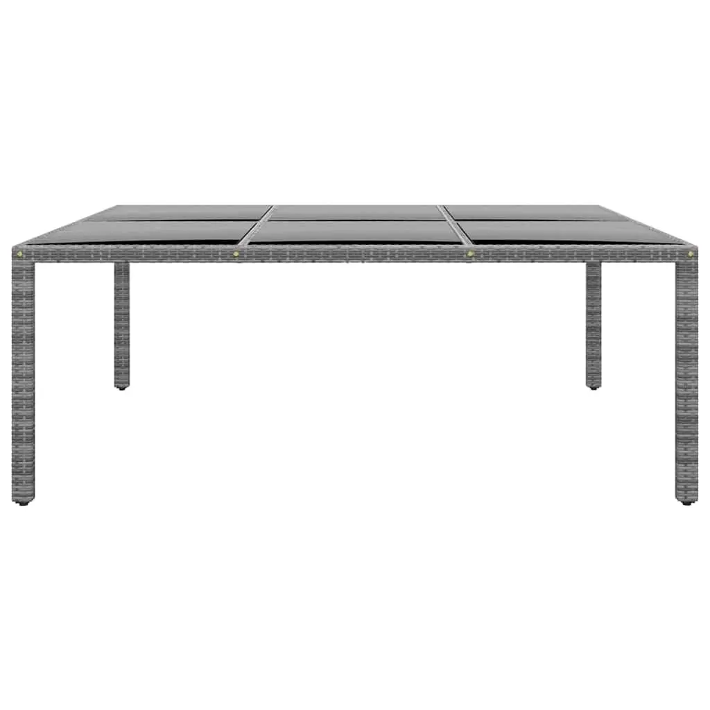 Garden Table Grey Rattan 200x150cm Outdoor Patio Dining Furniture Tempered Glass