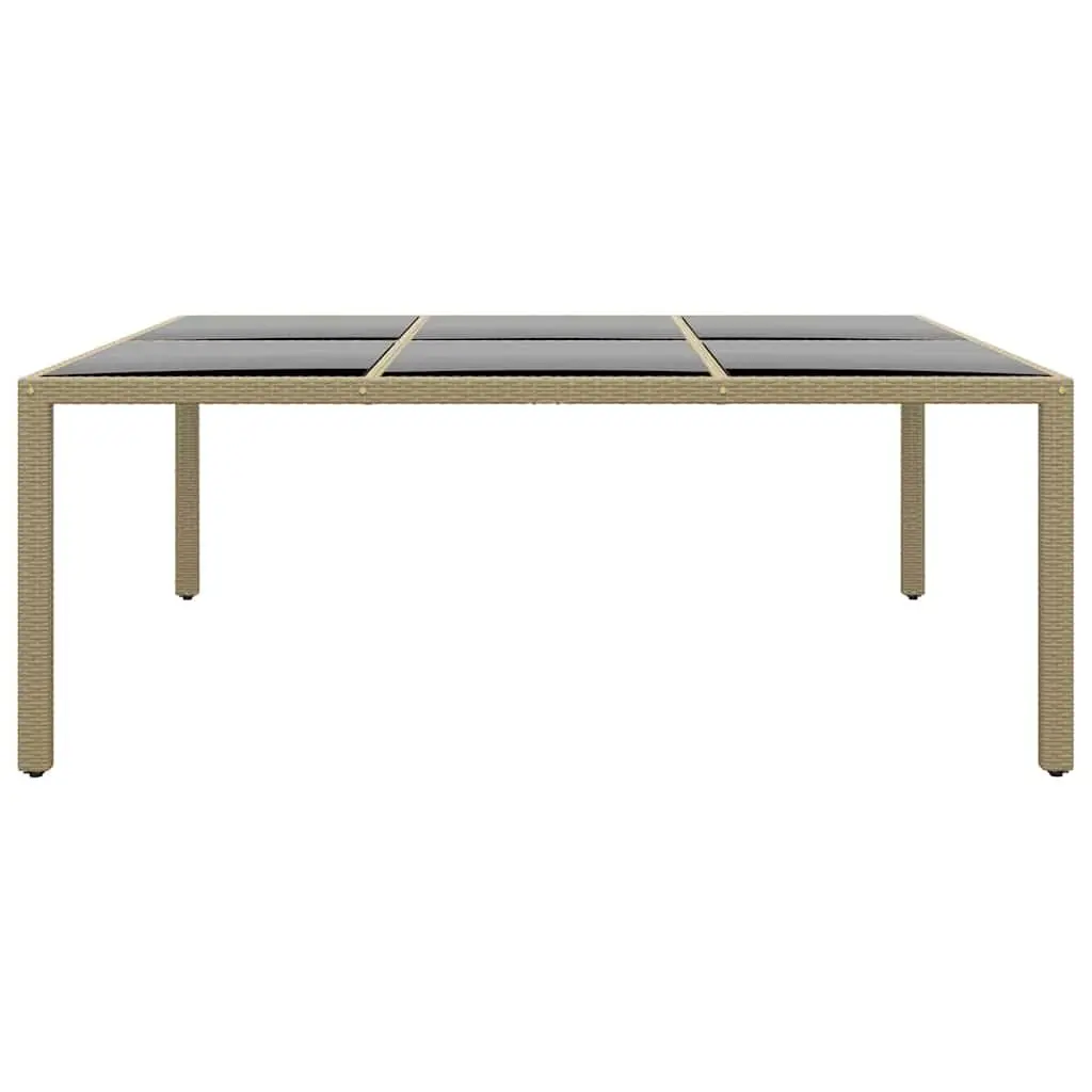 Outdoor Garden Table Tempered Glass Top Poly Rattan Frame 200x150cm