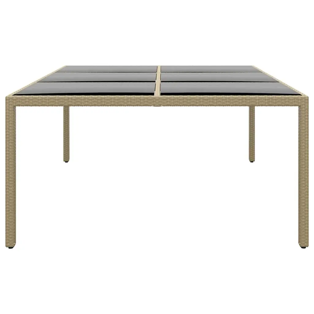 Outdoor Garden Table Tempered Glass Top Poly Rattan Frame 200x150cm