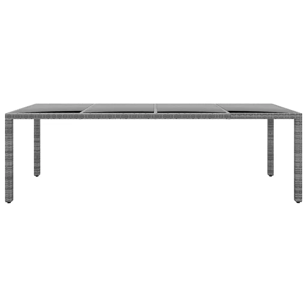 Garden Table Poly Rattan Glass Top 250x100cm Grey