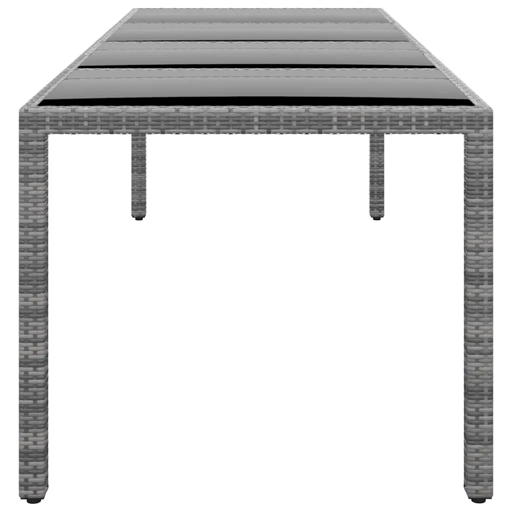 Garden Table Poly Rattan Glass Top 250x100cm Grey
