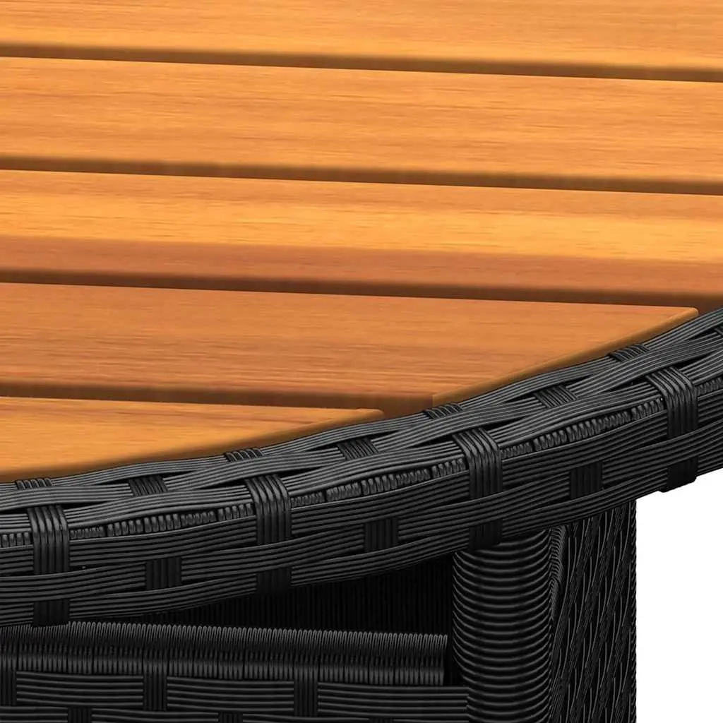 Garden Table Round Acacia Wood Poly Rattan Ø80x75cm Patio Outdoor Furniture