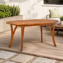 Solid Acacia Wood Garden Table Outdoor Furniture Dining Brown 150x90x75cm
