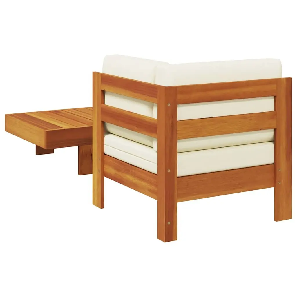 2 Piece Outdoor Garden Lounge Set Acacia Wood Sofa Table with Cream Cushions