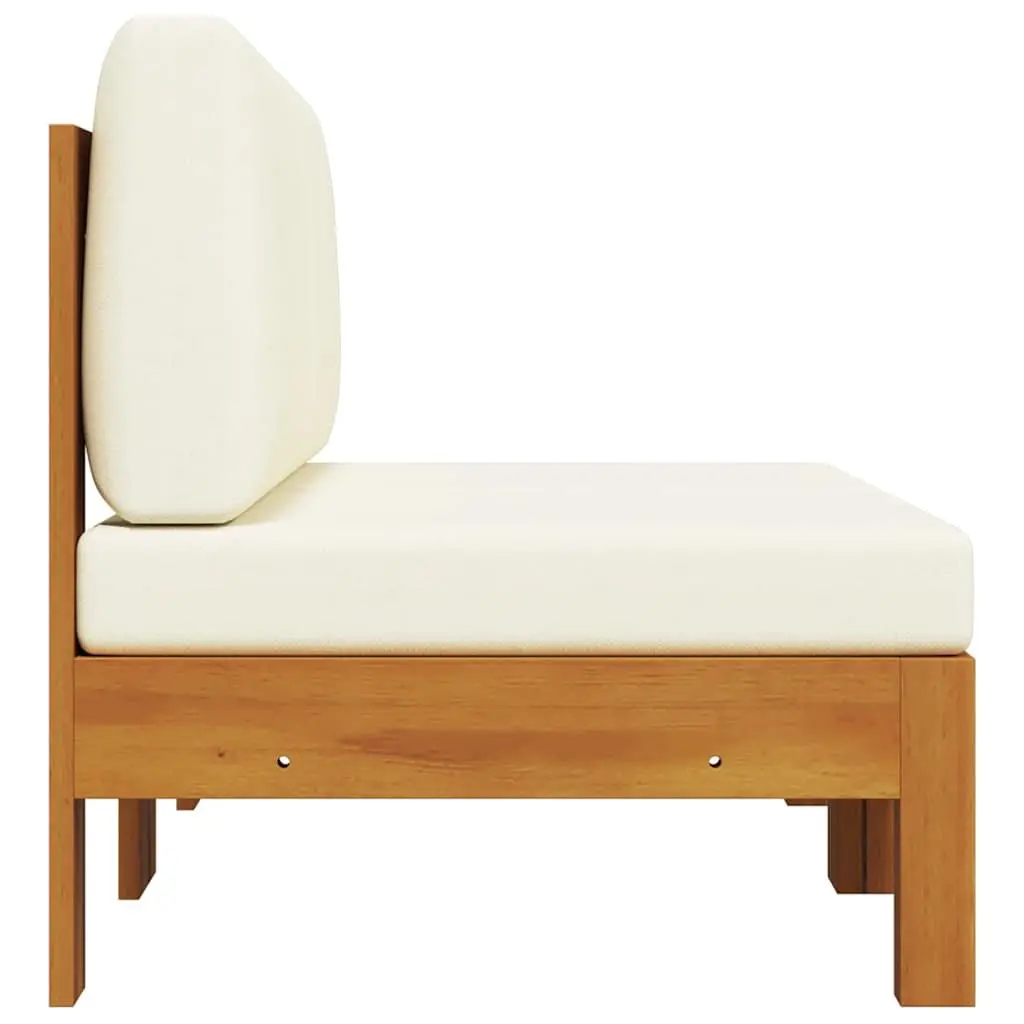 Outdoor Middle Sofas 2 pcs Cream Cushions Garden Seating Solid Wood Sectional
