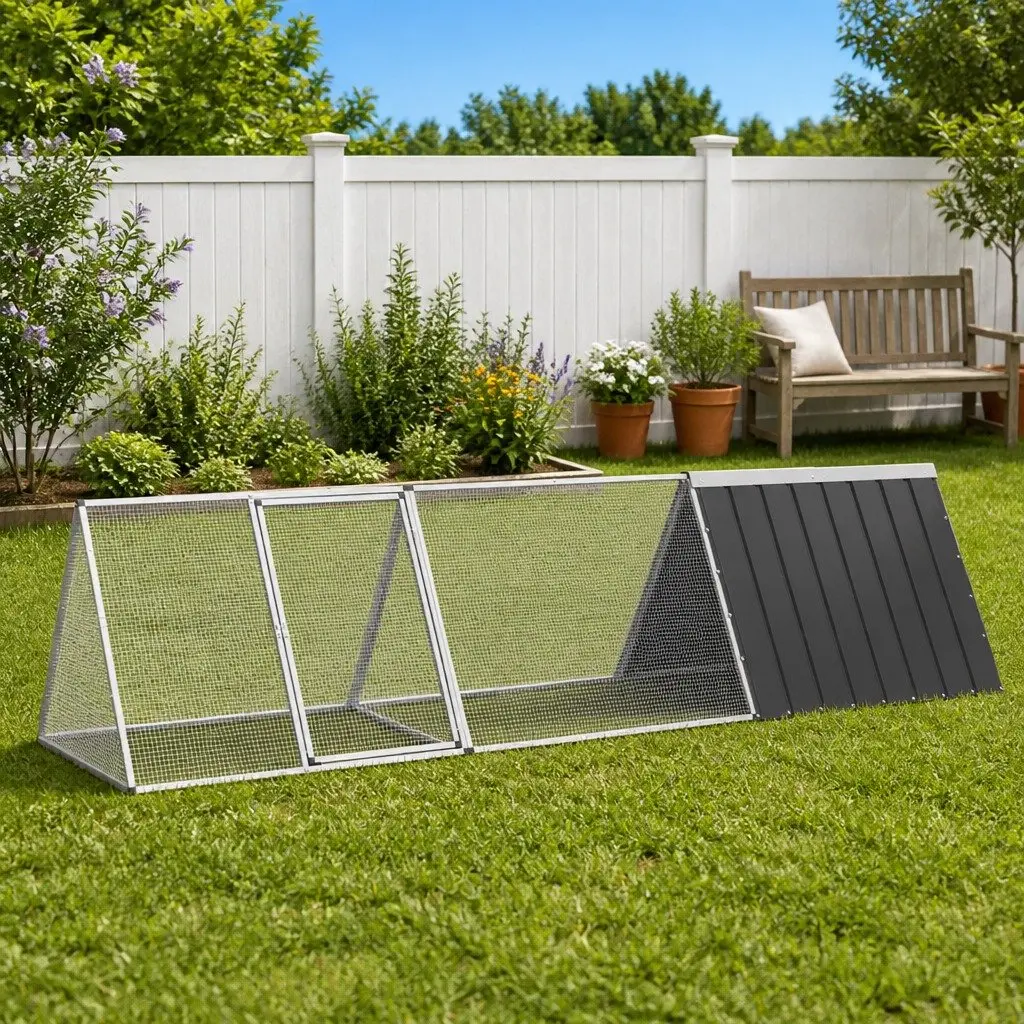 Rabbit Cage Hutch Galvanised Steel Anthracite Large