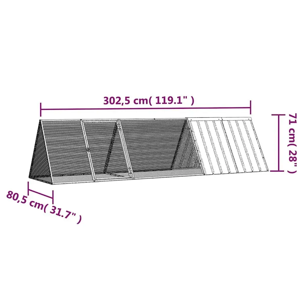 Rabbit Cage Hutch Galvanised Steel Anthracite Large