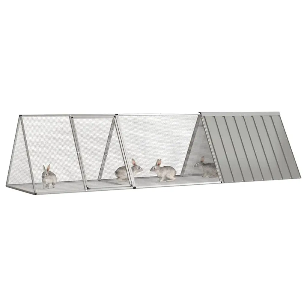 Rabbit Cage Grey 302.5x80.5x71cm Galvanised Steel Hutch Enclosure Playpen
