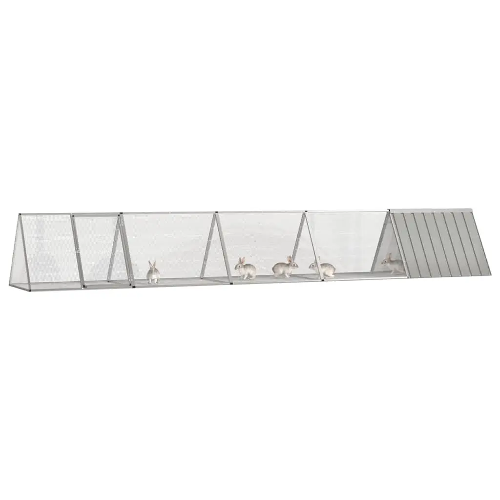 Rabbit Cage Grey Galvanised Steel Hutch Small Animal Playpen Outdoor Indoor