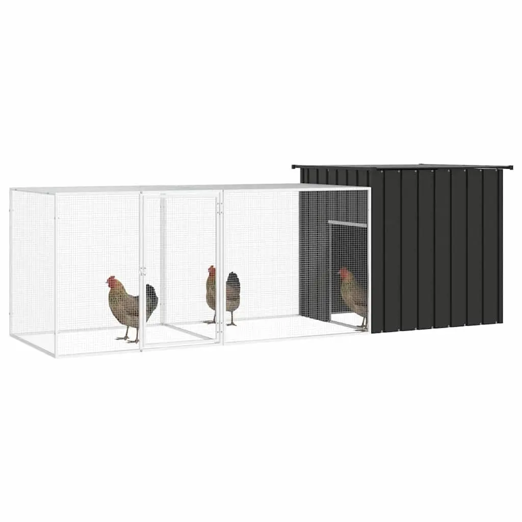 Chicken Cage Galvanised Steel Anthracite 300x91x100 cm Run Coop Enclosure
