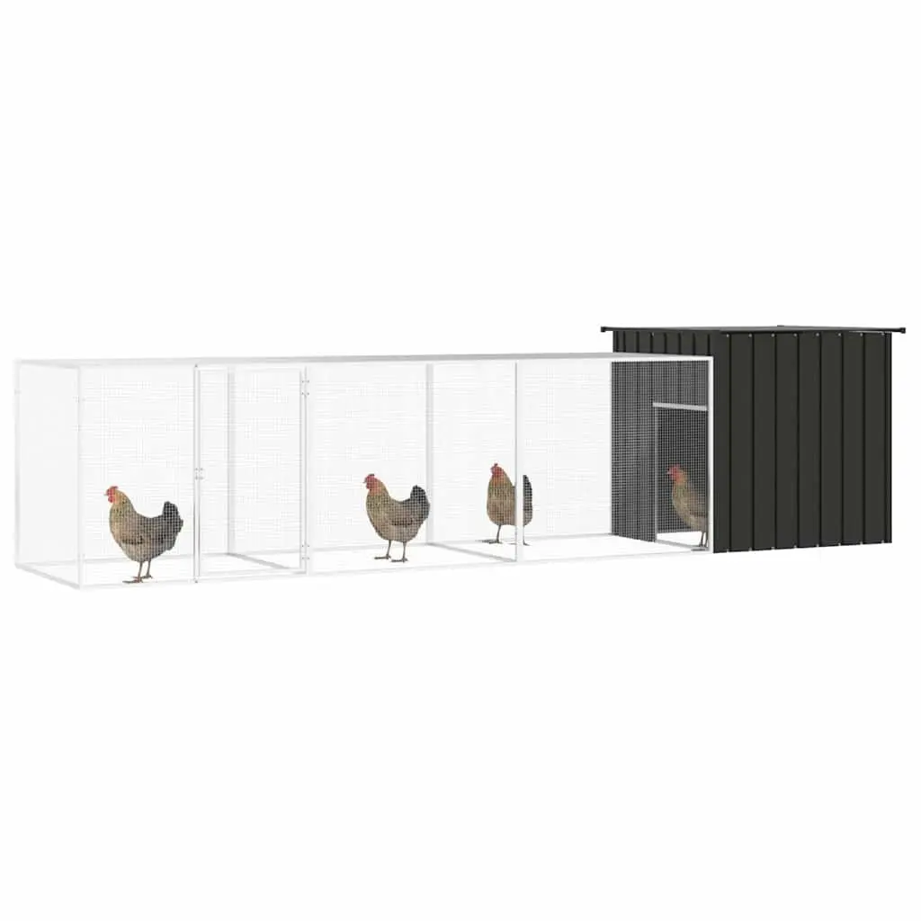Galvanised Steel Chicken Cage Anthracite 400x91x100cm Secure Coop Run Pen