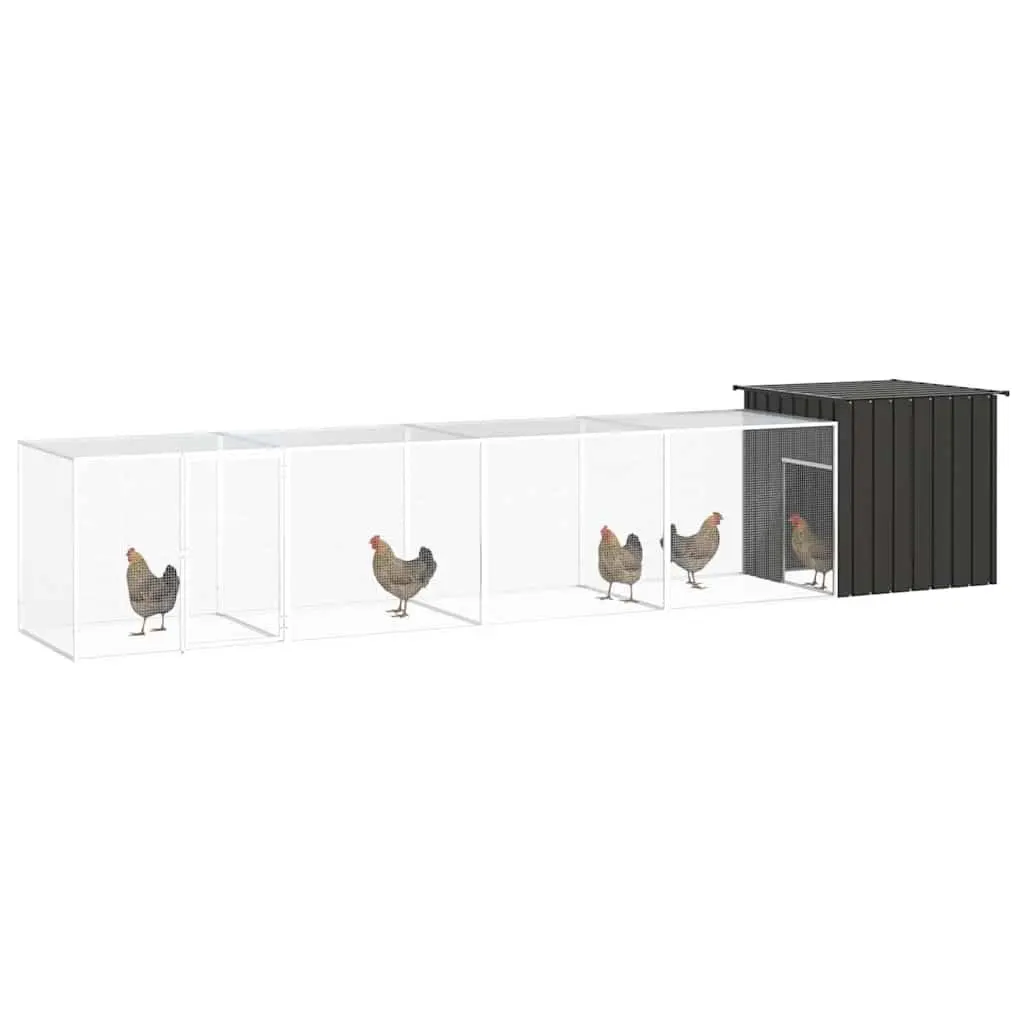 Chicken Cage Galvanised Steel Anthracite Outdoor Run Coop for Ducks Small Animals