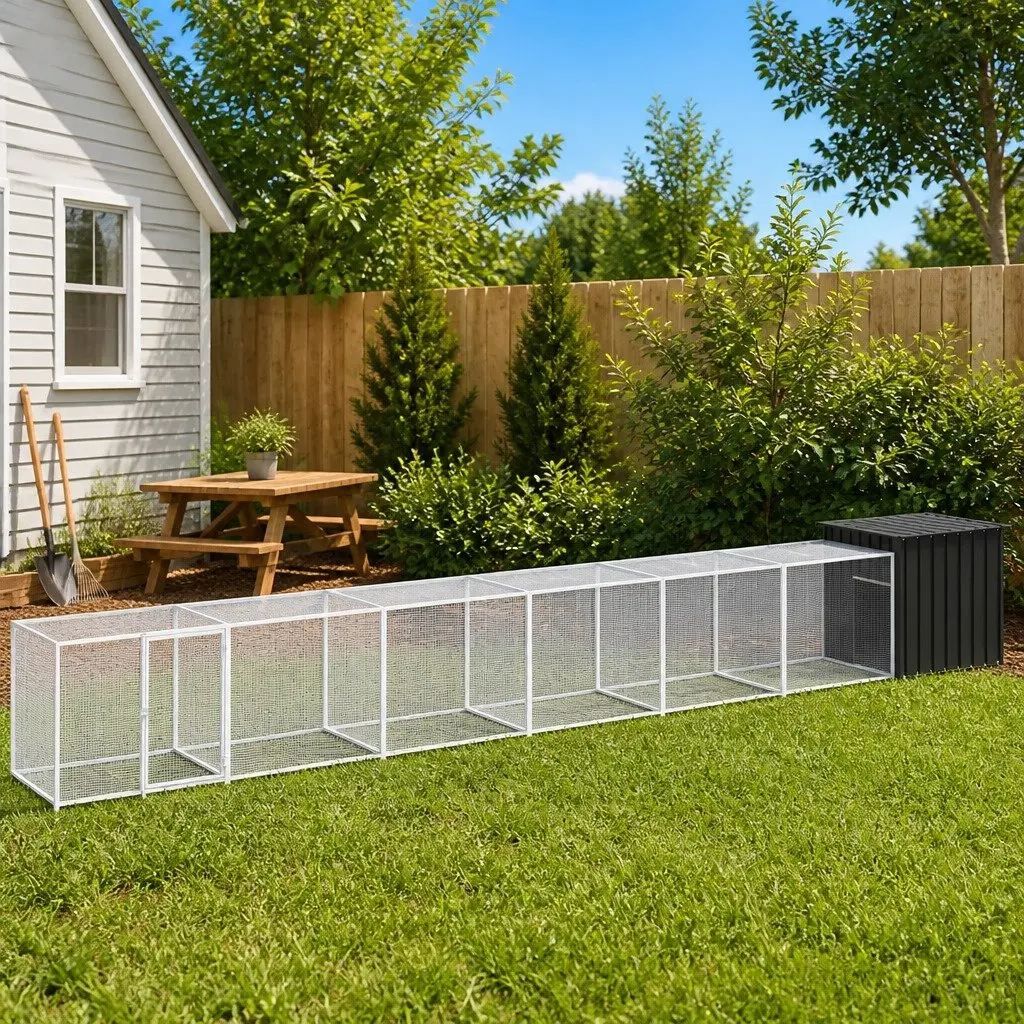 Galvanised Steel Chicken Cage Anthracite Small Animal Habitat 700x91x100cm