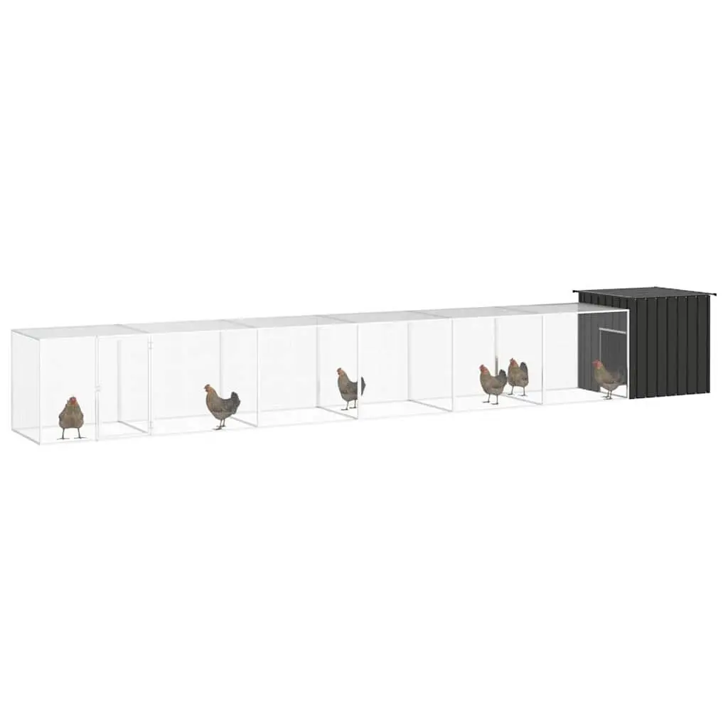 Galvanised Steel Chicken Cage Anthracite Small Animal Habitat 700x91x100cm