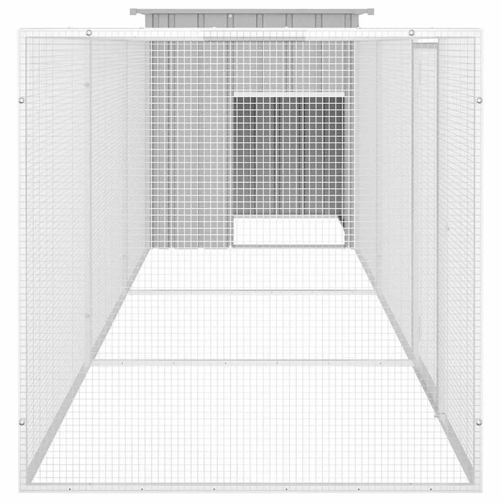 Chicken Cage Galvanised Steel Grey 400x91x100 cm Outdoor Coop