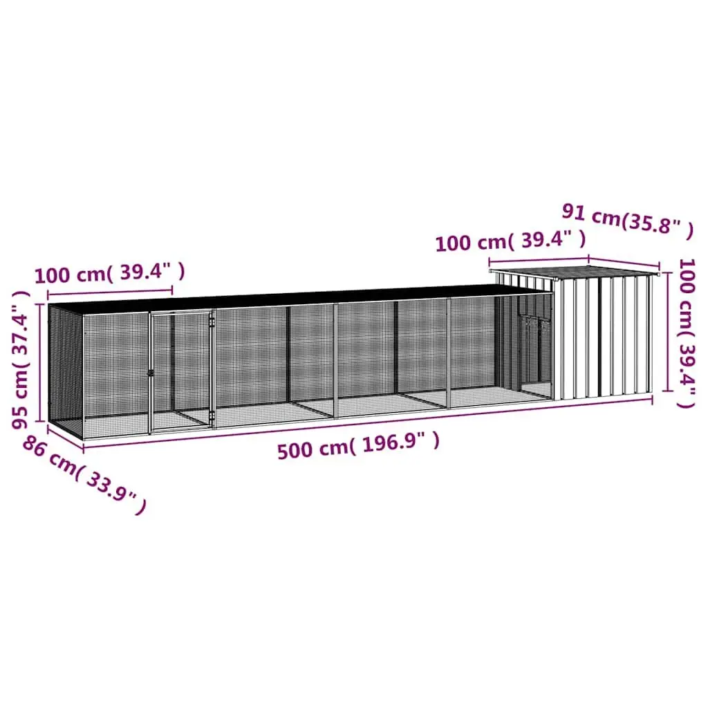 Chicken Cage Galvanised Steel Outdoor Habitat with Extension Large