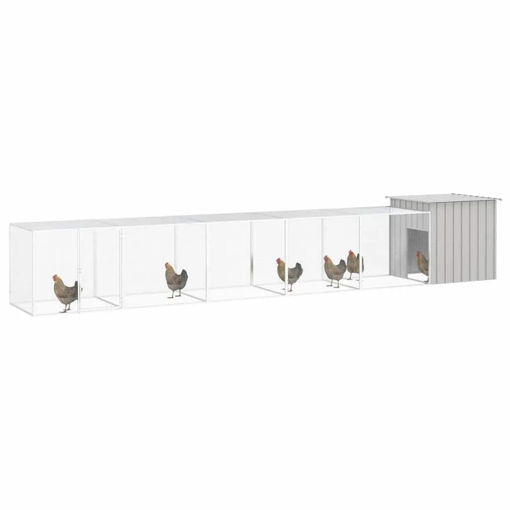 Chicken Cage Grey Galvanised Steel Outdoor Small Animal Habitat Run Coop