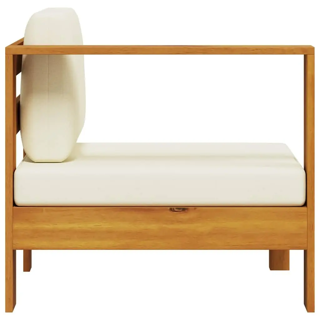 Outdoor Middle Sofa with Armrest White Solid Acacia Wood Garden Sectional